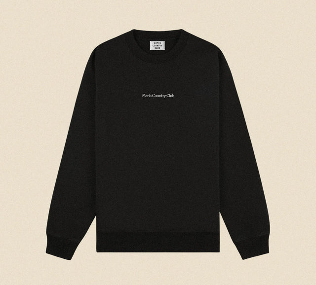Black sweatshirt with 'Marti Country Club'