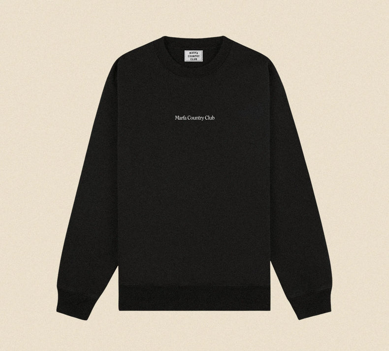 Black sweatshirt with 'Marti Country Club'