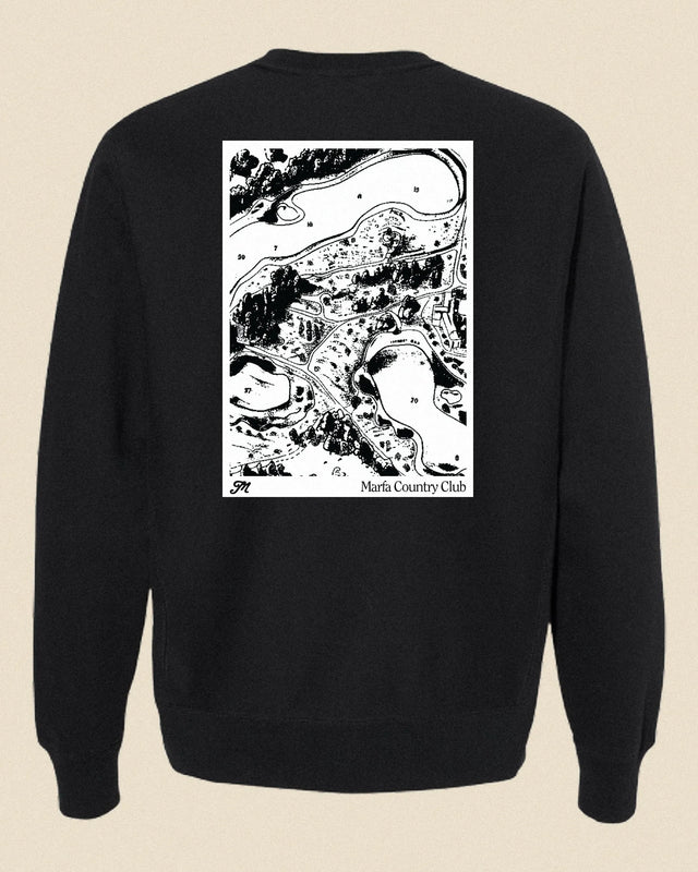 Black sweatshirt with a white map design