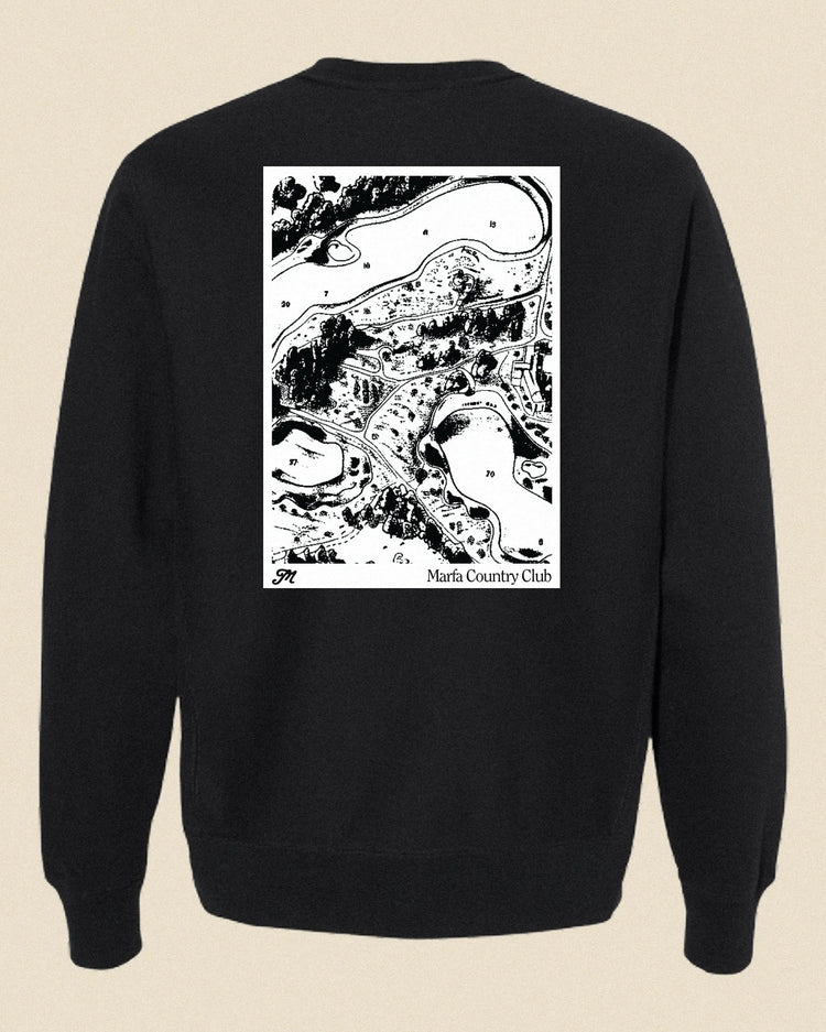 Black sweatshirt with a white map design